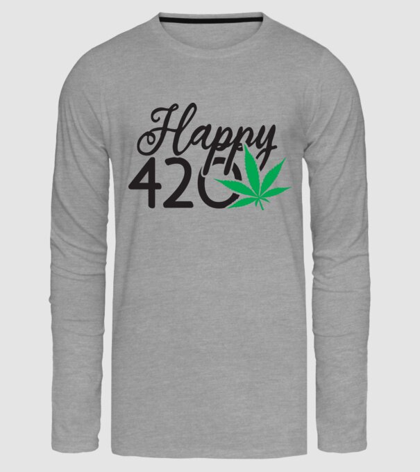 Happy 420 minta szürke pólón