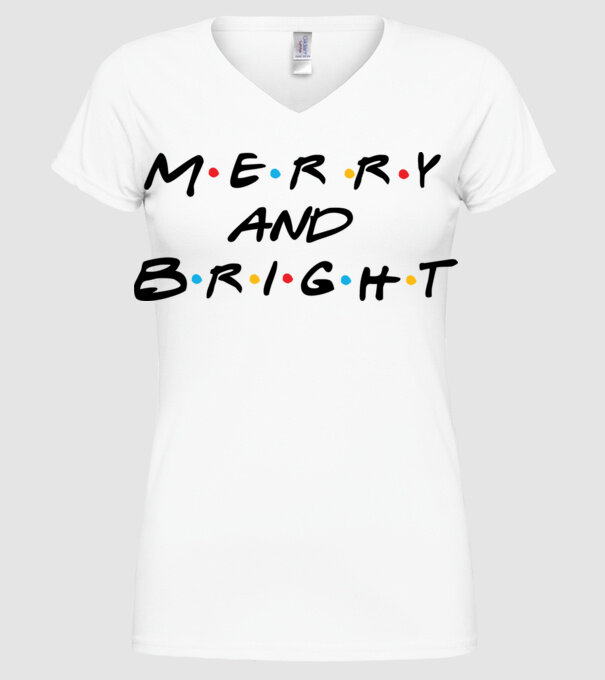 MERRY AND BRIGHT minta fehér pólón