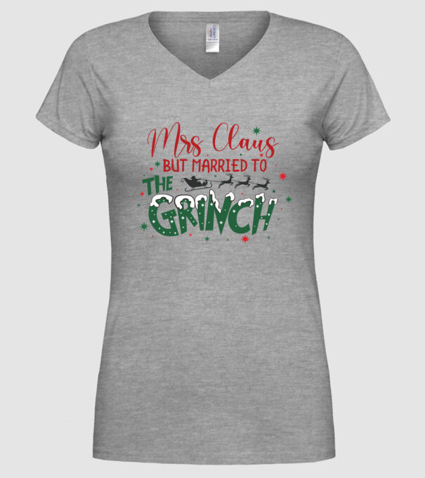 Married to the Grinch minta szürke pólón