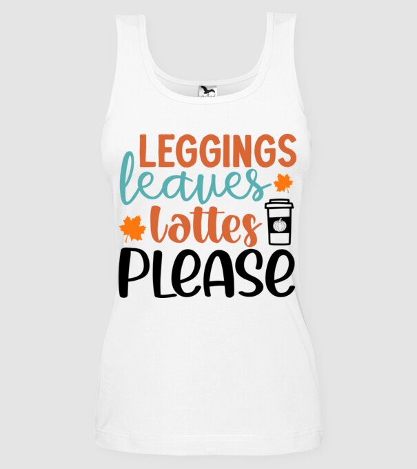Leggings leaves lattes please minta fehér pólón