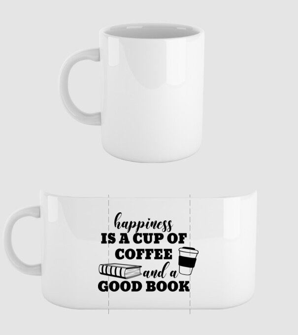 Happiness is a cup of Coffee and a Good Book minta fehér pólón