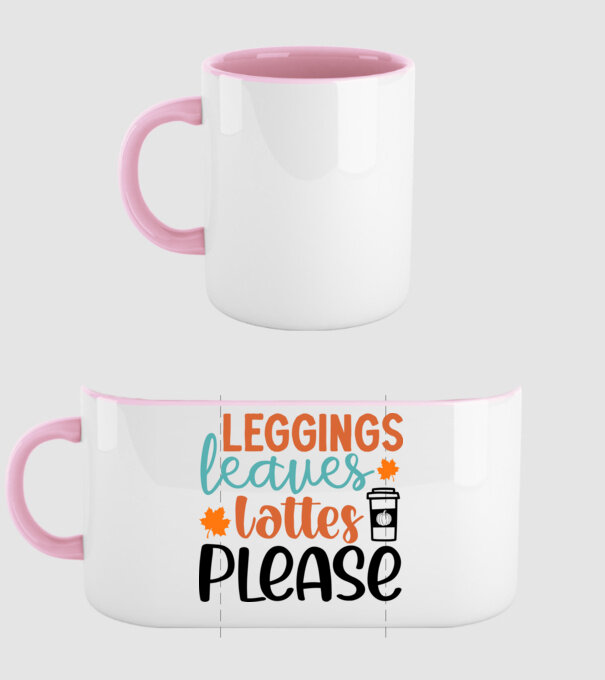 Leggings leaves lattes please minta világos rózsaszín pólón
