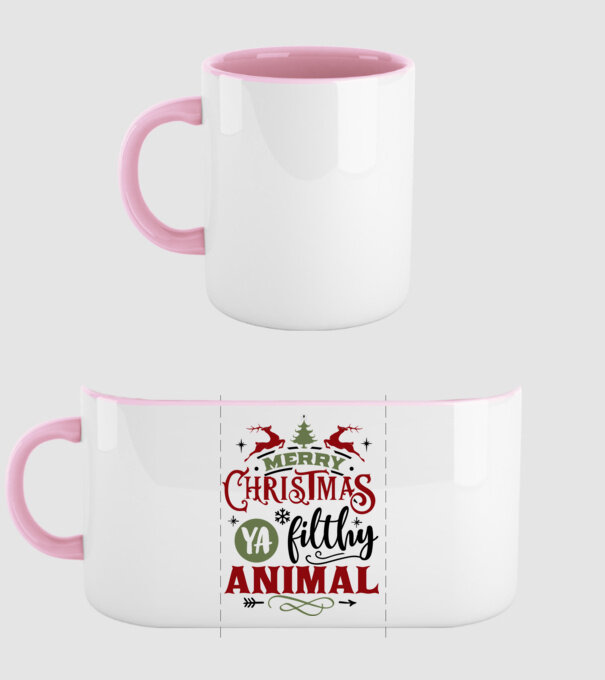 Merry Christmas ya filthy animal minta világos rózsaszín pólón