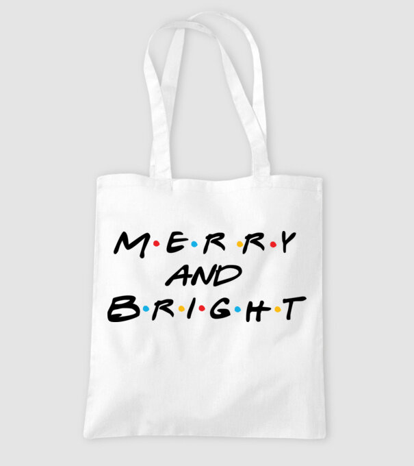 MERRY AND BRIGHT minta fehér pólón