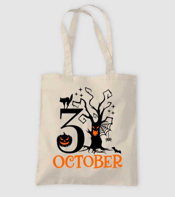 31ST OCTOBER CAT minta homokszín pólón