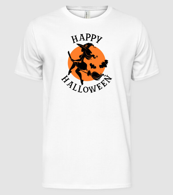 HAPPY HALLOWEEN WITCH minta fehér pólón