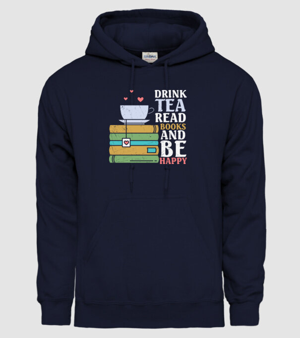 Drink tea, Read books minta sötétkék pólón