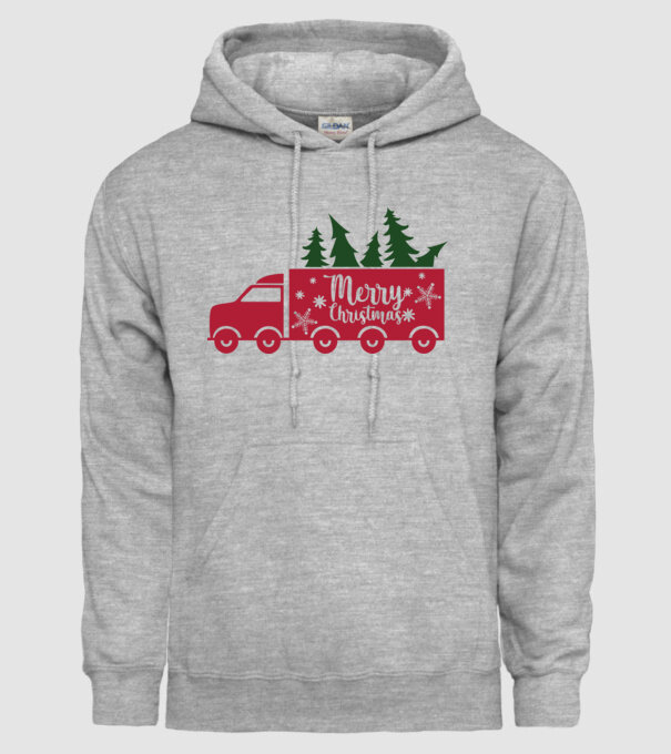 Christmas truck minta szürke pólón