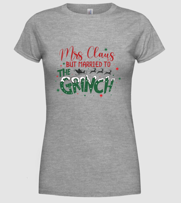 Married to the Grinch minta szürke pólón