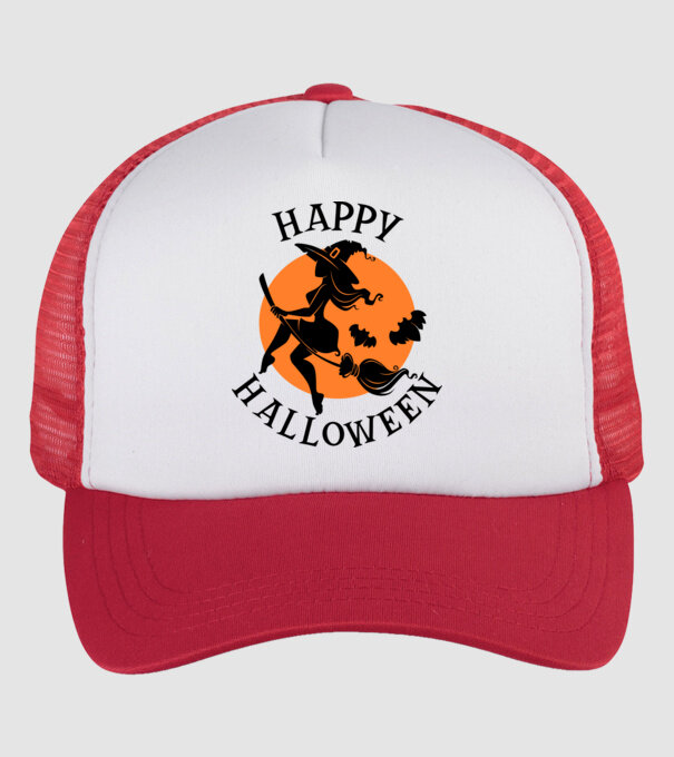 HAPPY HALLOWEEN WITCH minta fehér/piros pólón