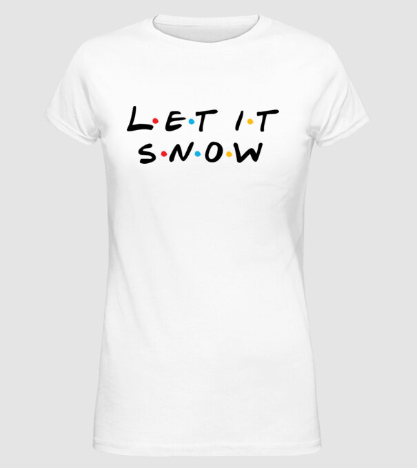 LET IT SNOW minta fehér pólón