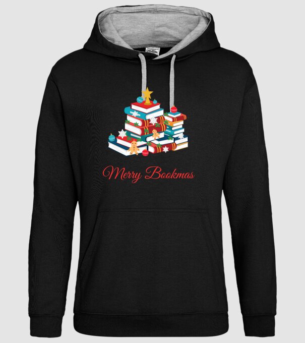 Merry bookmas minta fekete pólón