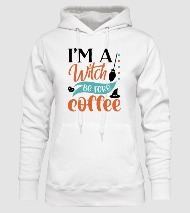 I am a witch before coffee minta fehér pólón