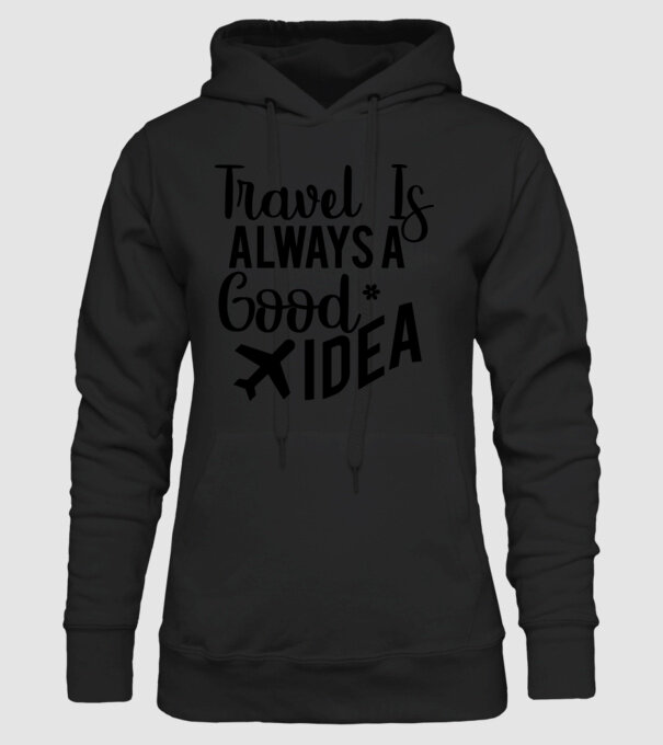 Travel is always a good idea minta fekete pólón