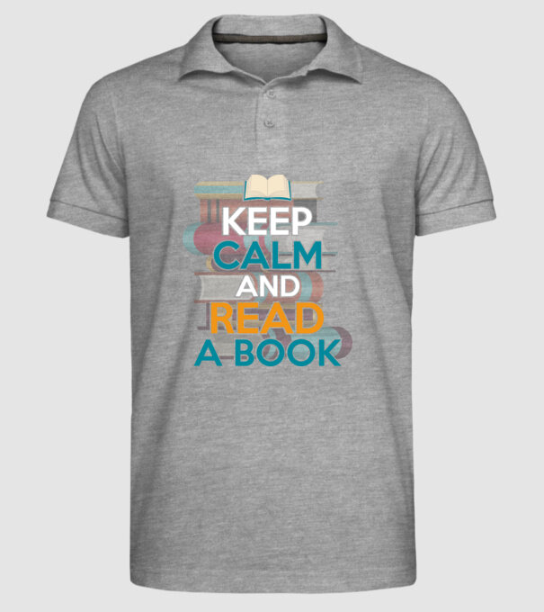 Keep Calm and Read a Book minta szürke pólón