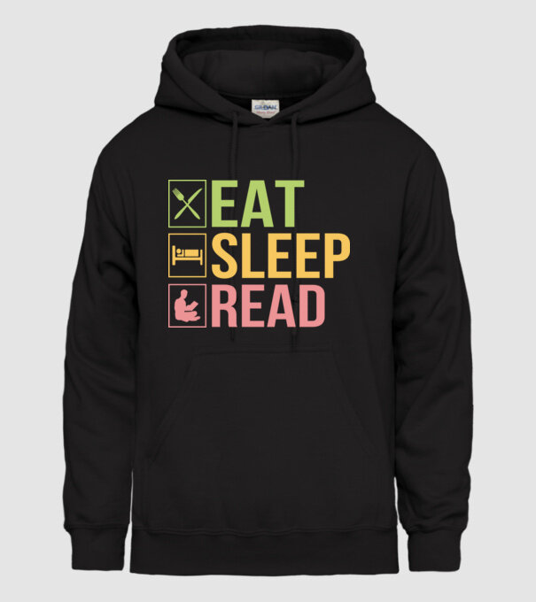 Eat Sleep Read minta fekete pólón