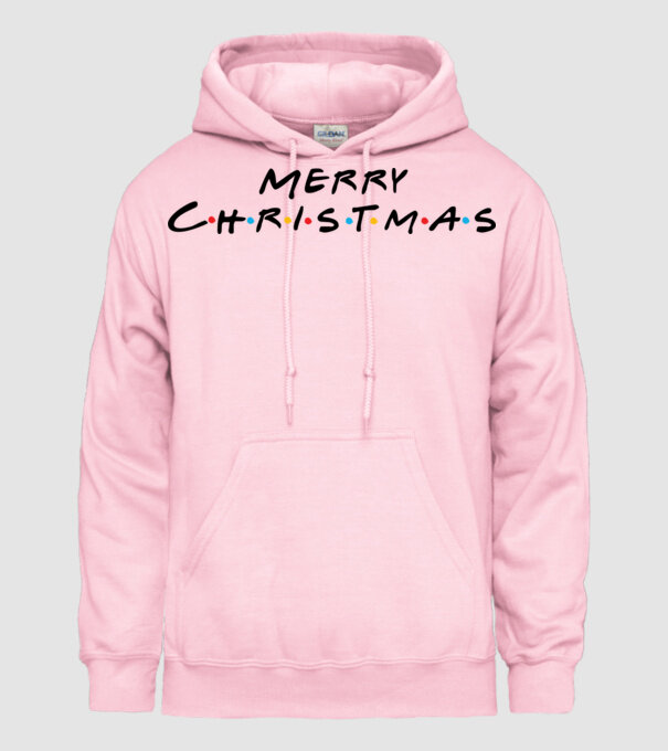 MERRY CHRISTMAS minta világos rózsaszín pólón