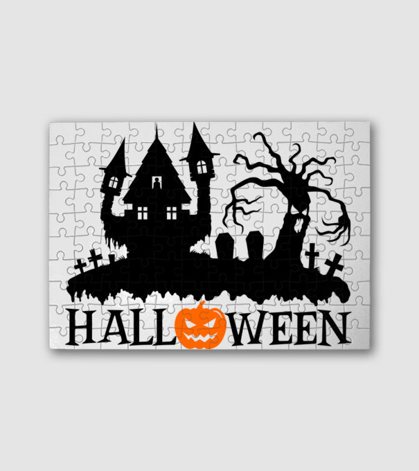 HALLOWEEN HOUSE minta fehér pólón