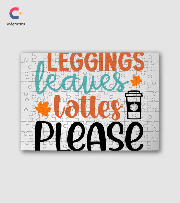 Leggings leaves lattes please minta fehér pólón