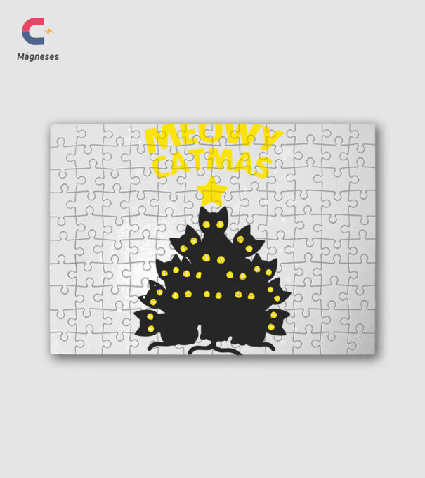 Meowy Catmas minta fehér pólón