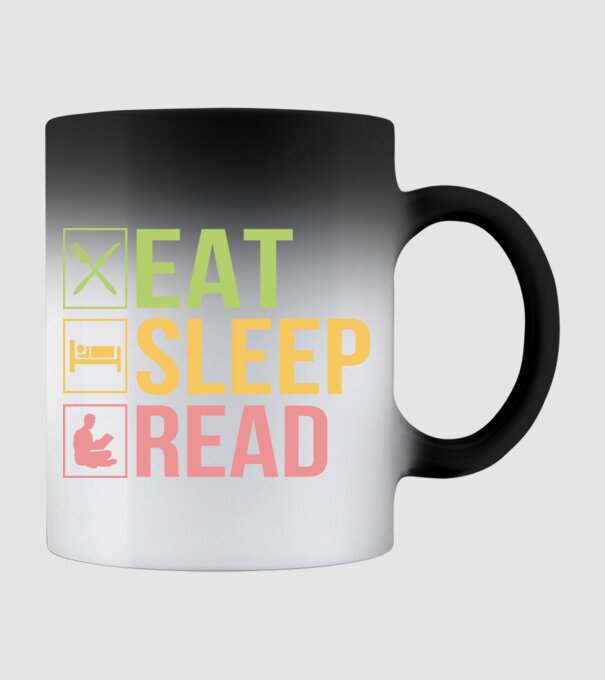 Eat Sleep Read minta fekete pólón