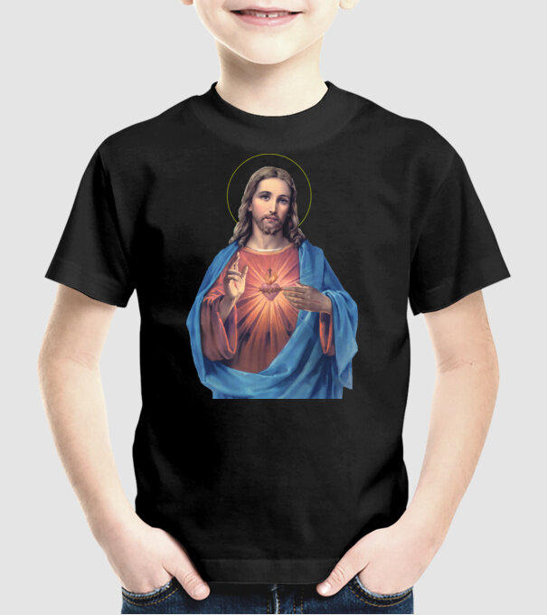 Jézus minta fekete pólón