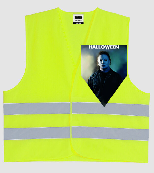 halloween michael minta neonsárga pólón