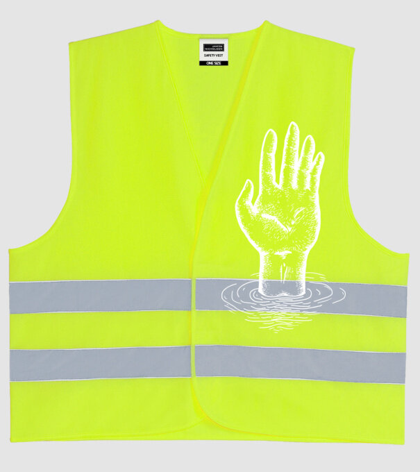 Kint a vízből minta neonsárga pólón