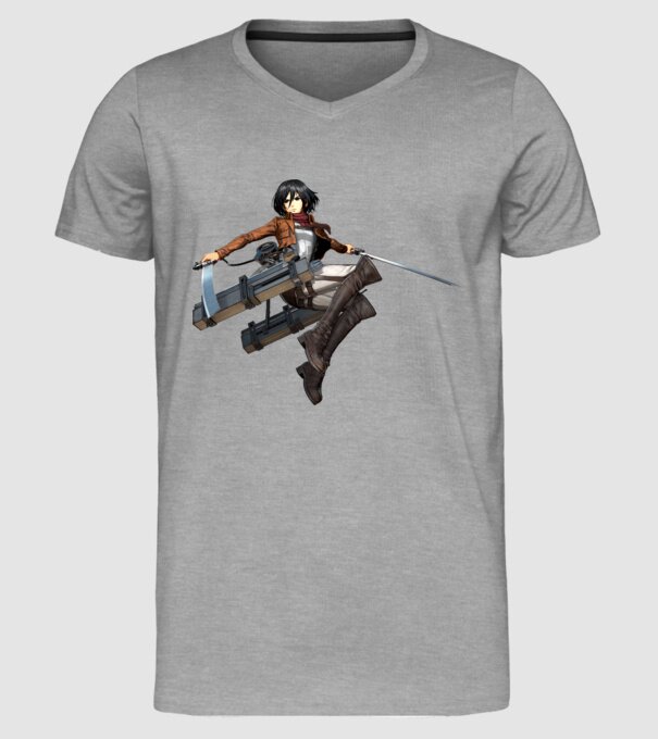 Attack On Titan Mikasa minta szürke pólón
