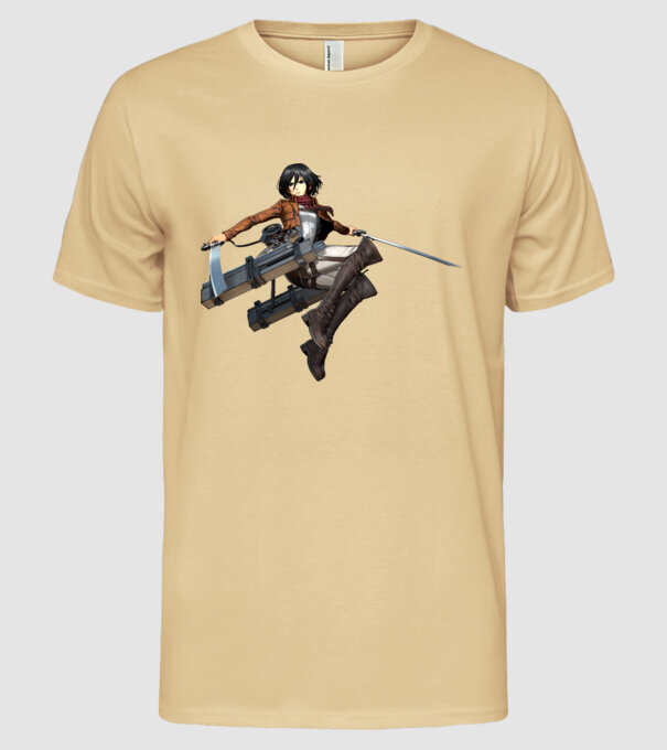 Attack On Titan Mikasa minta homokszín pólón