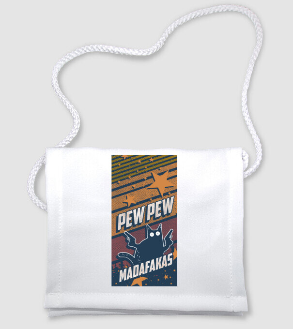 Pew Pew phonecase minta fehér pólón