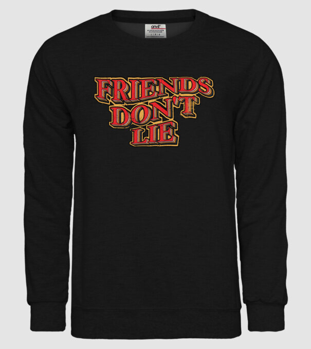 Friends dont lie 80s typo minta fekete pólón