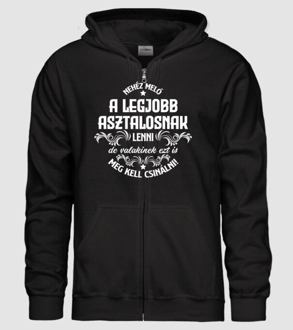 Nehéz meló az ASZTALOS minta fekete pólón