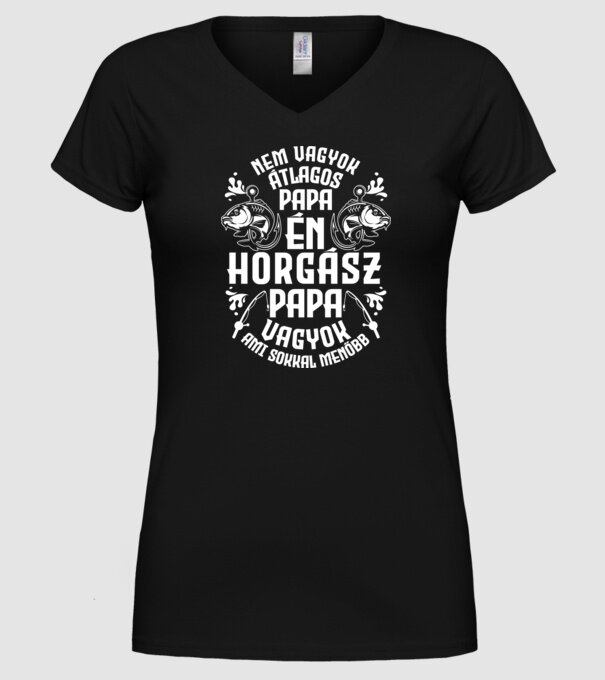 Horgász papa minta fekete pólón