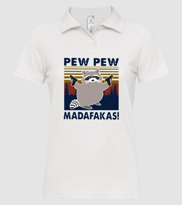 PEW PEW mosómaci minta fehér pólón