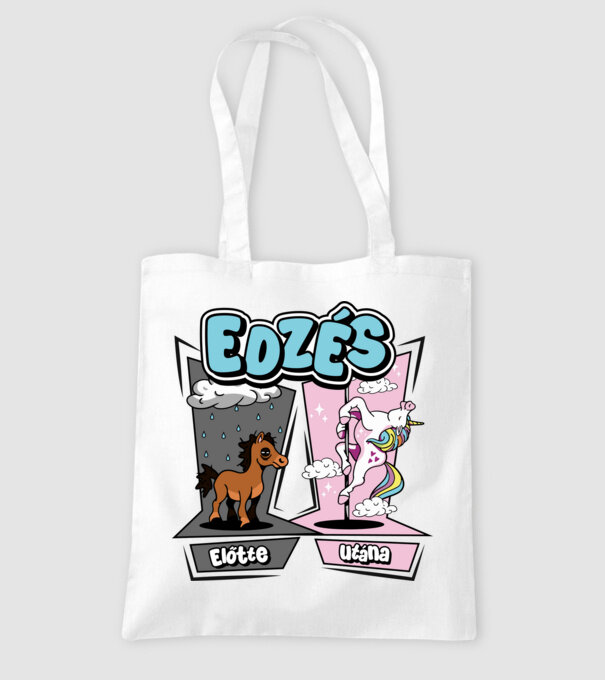 Unikornis Edzés előtte utána minta fehér pólón