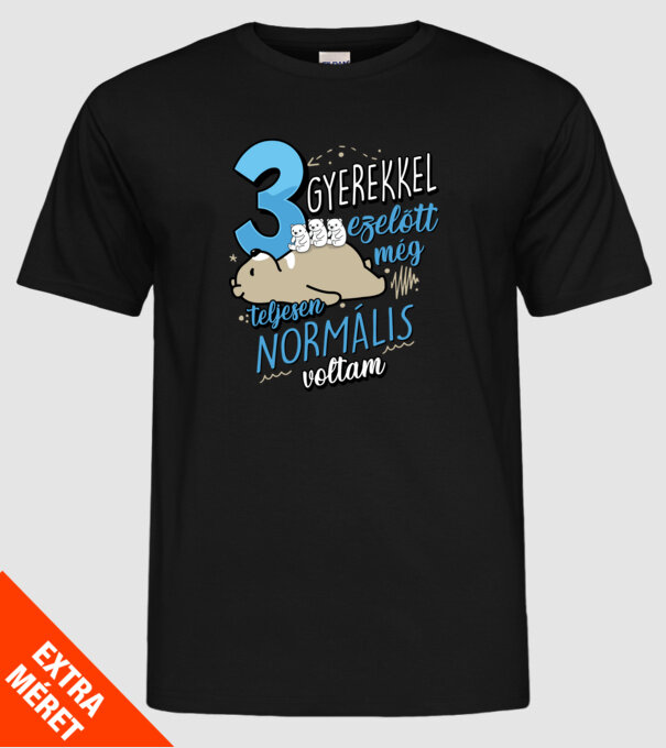 Három gyerekkel ezelőtt maci minta fekete pólón