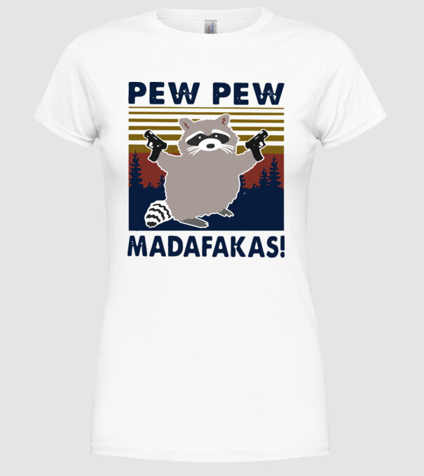 PEW PEW mosómaci minta fehér pólón