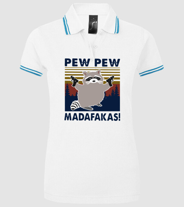 PEW PEW mosómaci minta fehér pólón