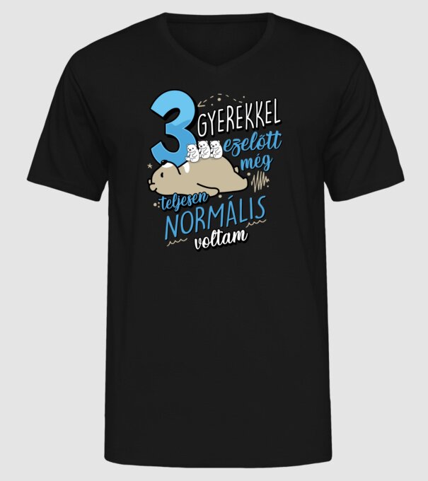 Három gyerekkel ezelőtt maci minta fekete pólón