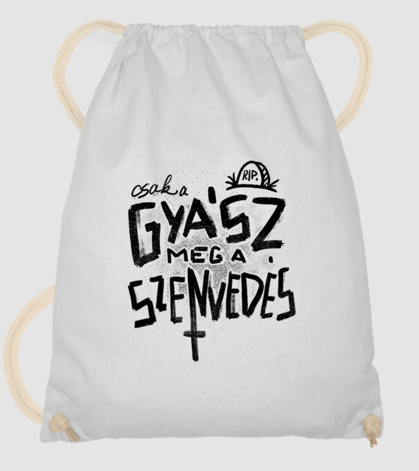 Gyász meg a szenvedés fekete minta fehér pólón