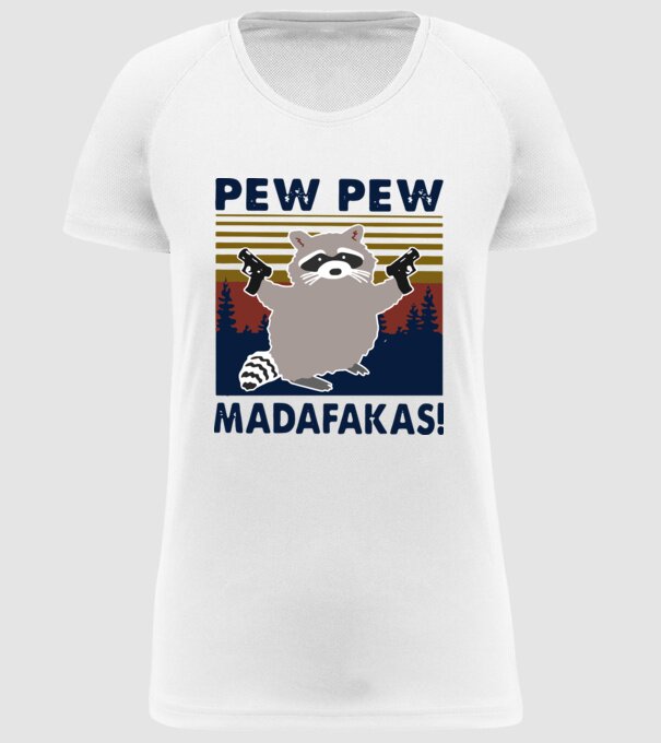 PEW PEW mosómaci minta fehér pólón