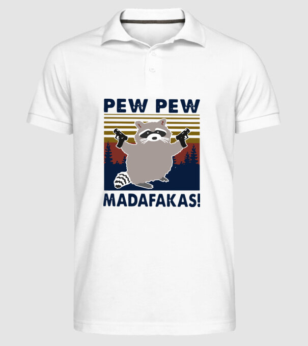 PEW PEW mosómaci minta fehér pólón
