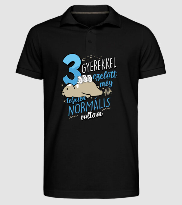 Három gyerekkel ezelőtt maci minta fekete pólón