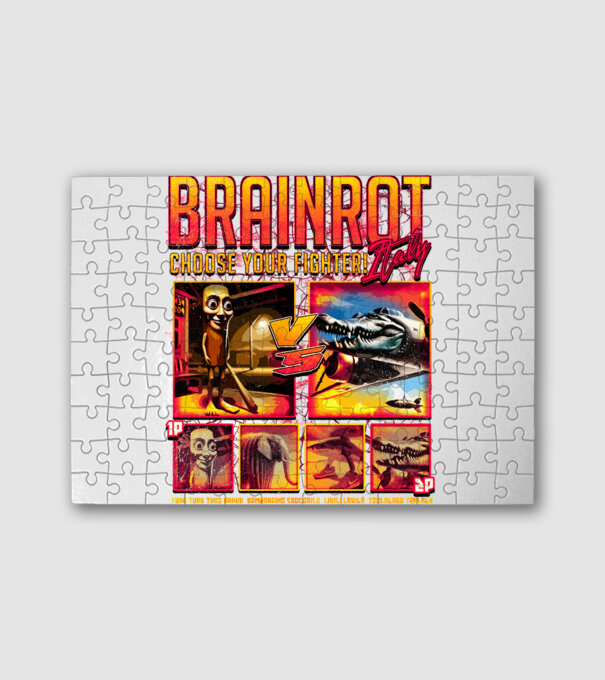 Brainrot Italy Choose your fighter minta fehér pólón