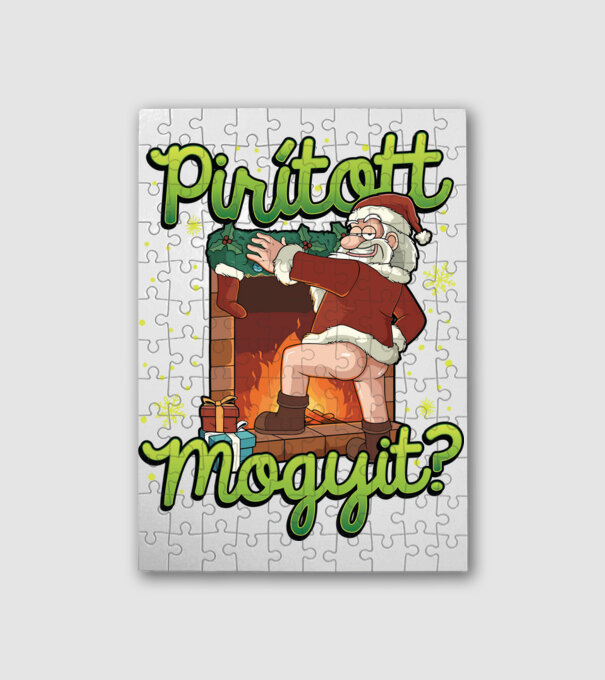 Pirított mogyi Mikulás minta fehér pólón