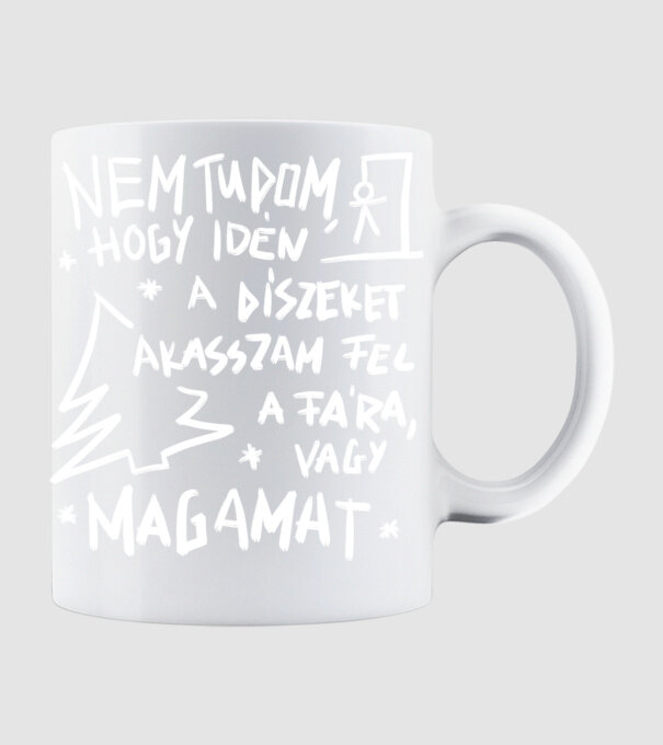 Karácsonyfa dísz feher minta fehér pólón