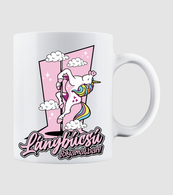 Lánybúcsú unikornis minta fehér pólón