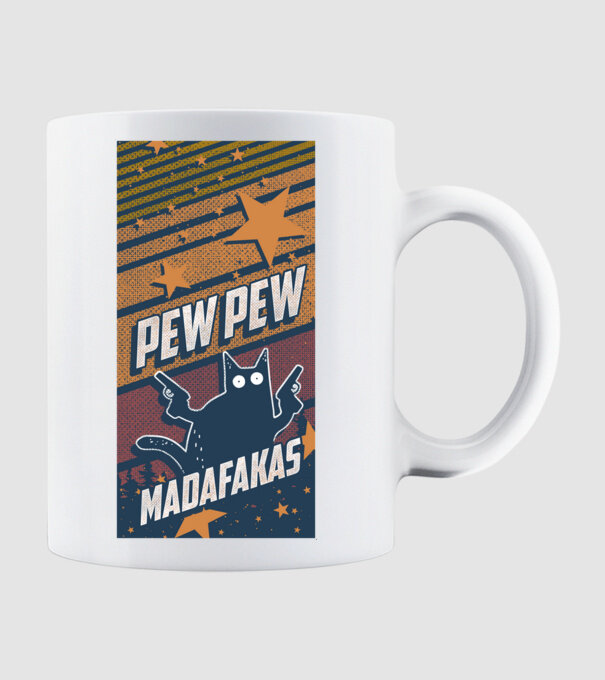 Pew Pew phonecase minta fehér pólón