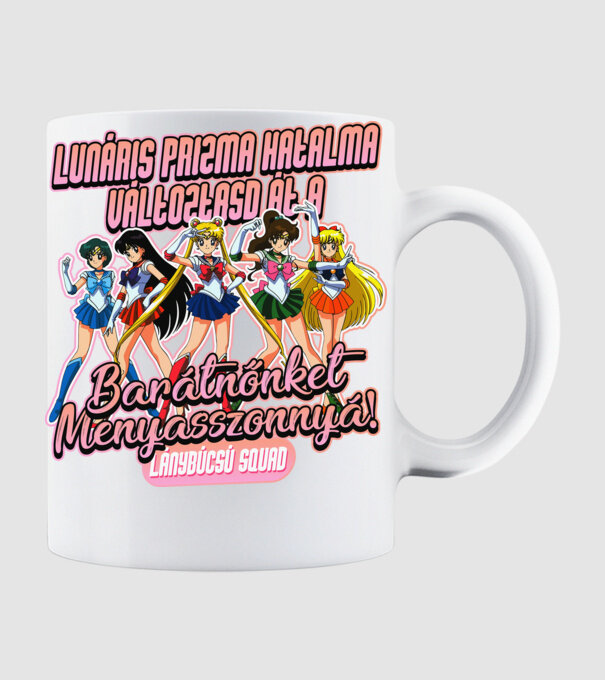 Sailor Moon Lánybúcsú minta fehér pólón